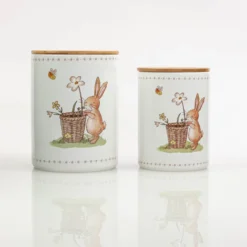 Pojemniki kuchenne ceramiczne CHARMY, wzór w zajączki, 2 sztuki