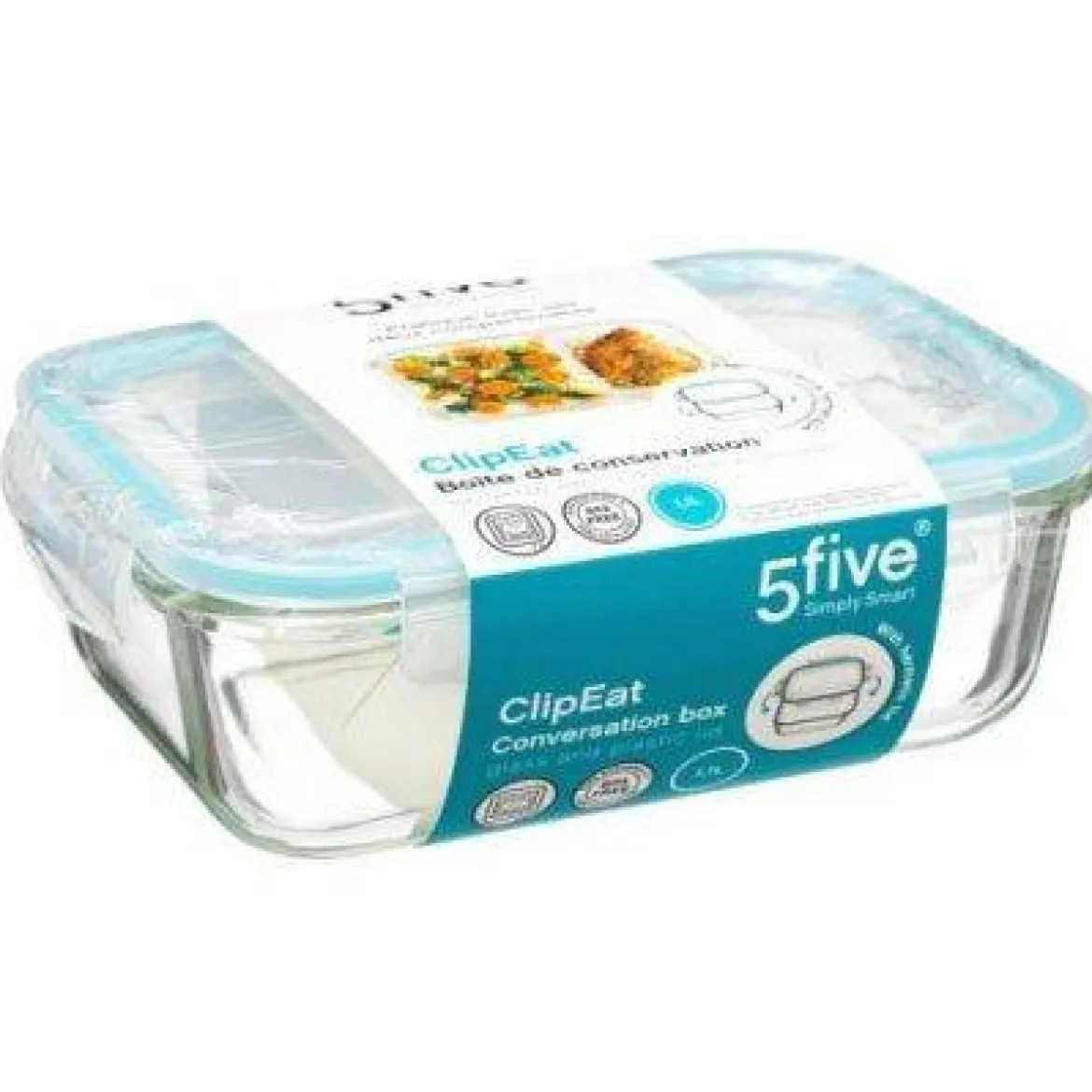 Pojemnik na lunch szklany, 2-komorowy, 1,1 l, CLIP