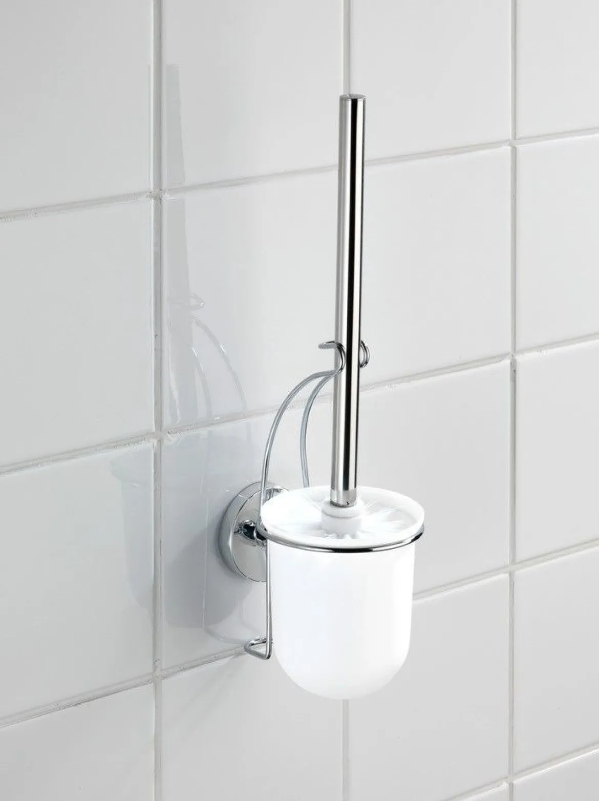 Pojemnik na szczotkę MILAZZO + szczotka WC,Vacuum-Loc - stal chromowana, WENKO