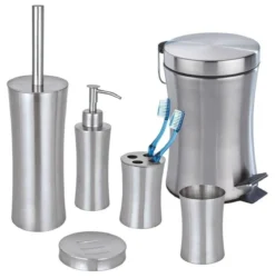 Pojemnik na szczotkę PIENO + szczotka WC, stal nierdzewna, WENKO