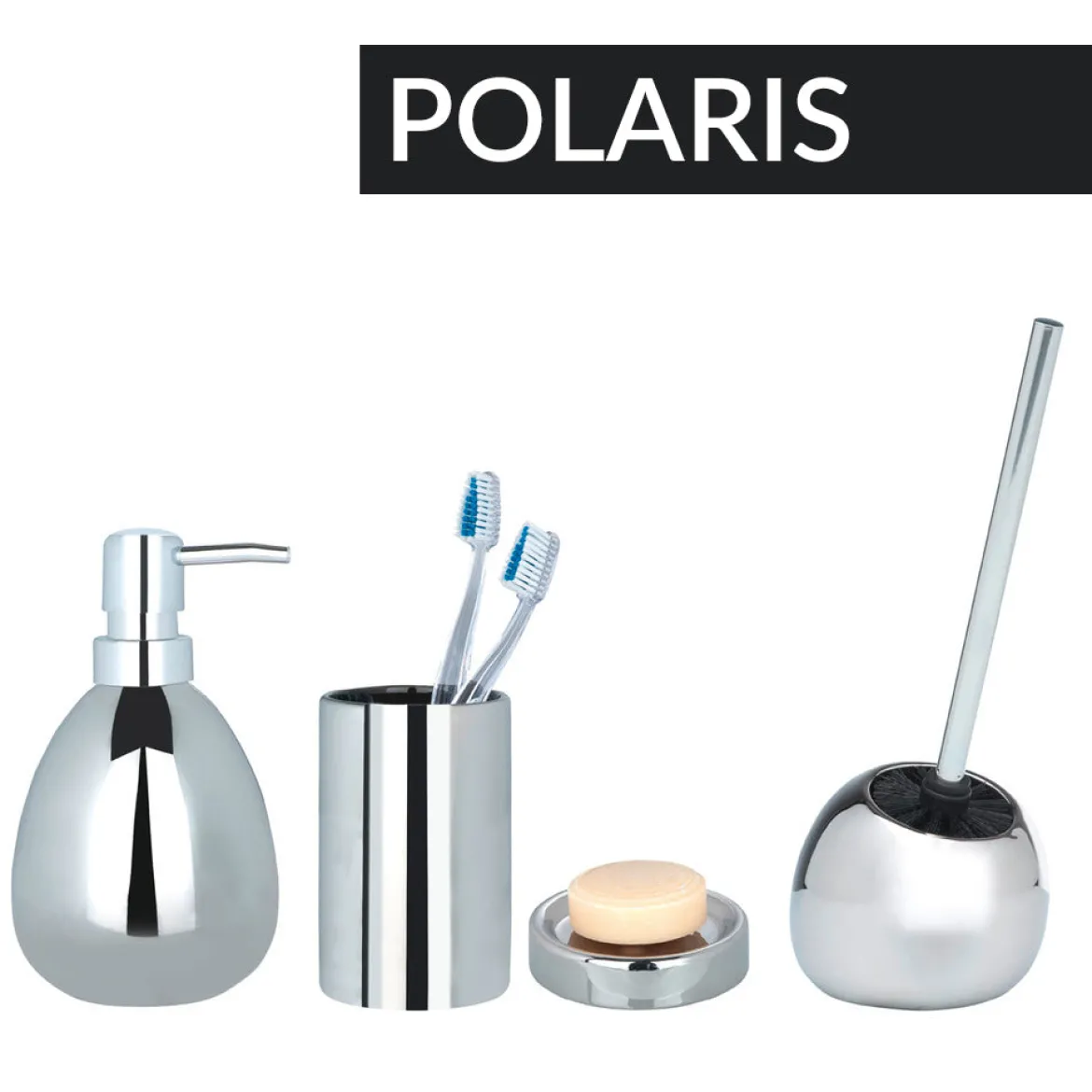 Pojemnik na szczotkę POLARIS + szczotka WC, WENKO