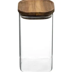 Pojemnik szklany z pokrywką z drewna akacjowego, 1,6 L