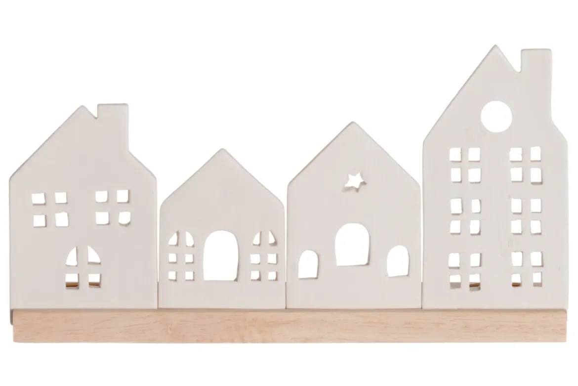 Porcelanowa podstawka pod świeczki miasteczko, 30 x 8 x 16 cm