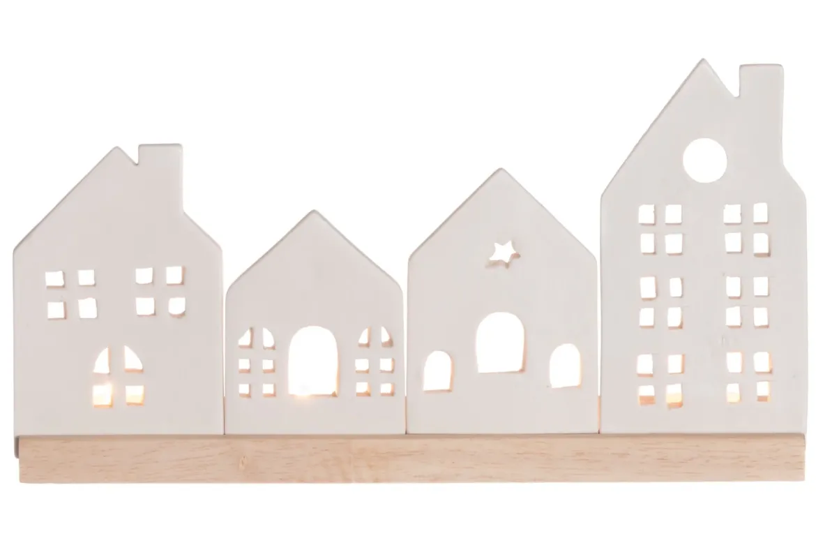 Porcelanowa podstawka pod świeczki miasteczko, 30 x 8 x 16 cm