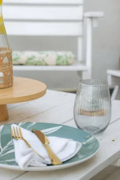 Porcelanowa zastawa stołowa dla 6 osób, wzór liści, 18 elementów