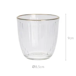 Prążkowana szklanka ze złotym brzegiem, 295 ml