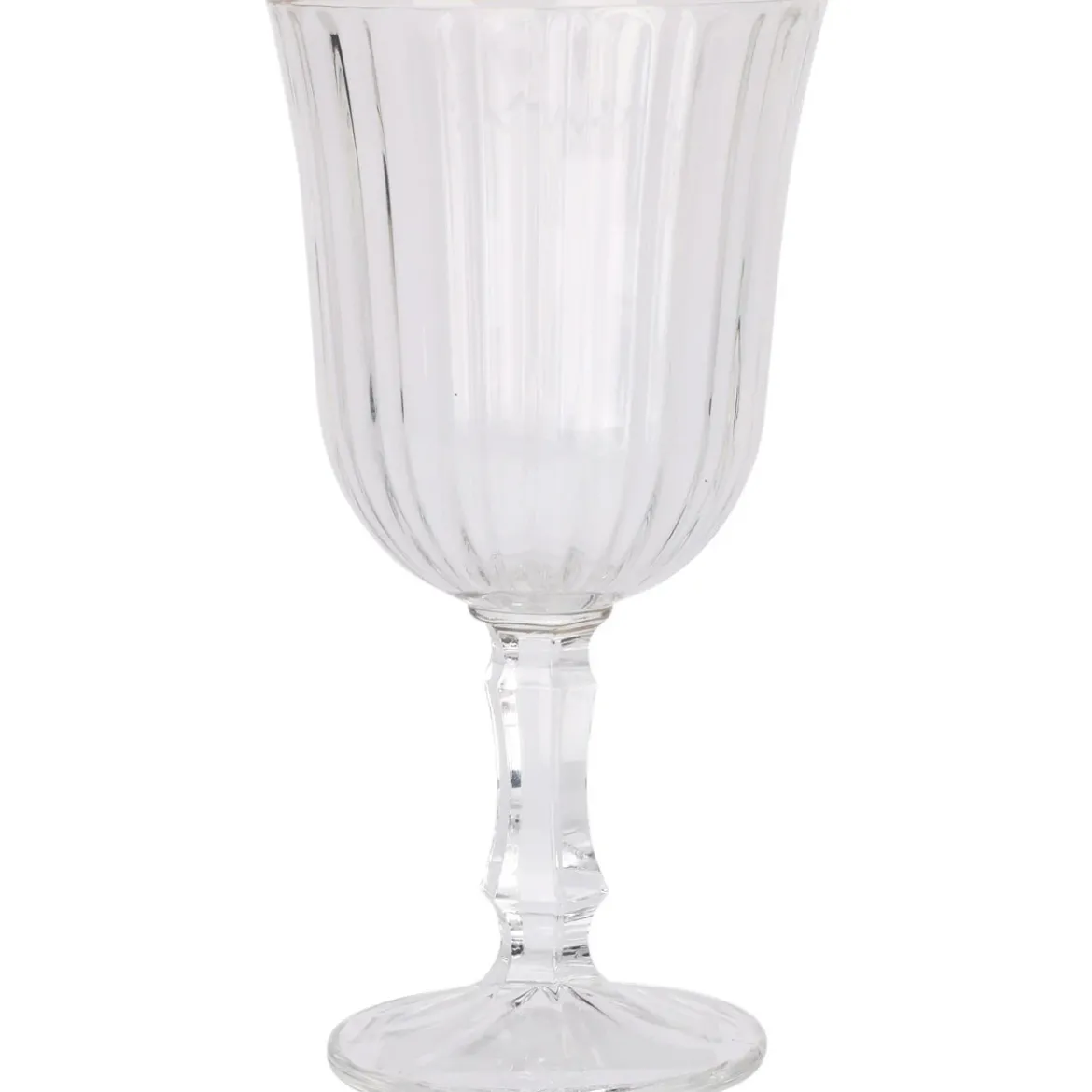 Prążkowany kieliszek na wino ze złotym brzegiem, 240 ml