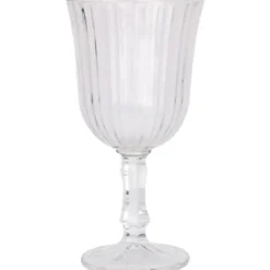 Prążkowany kieliszek na wino ze złotym brzegiem, 240 ml