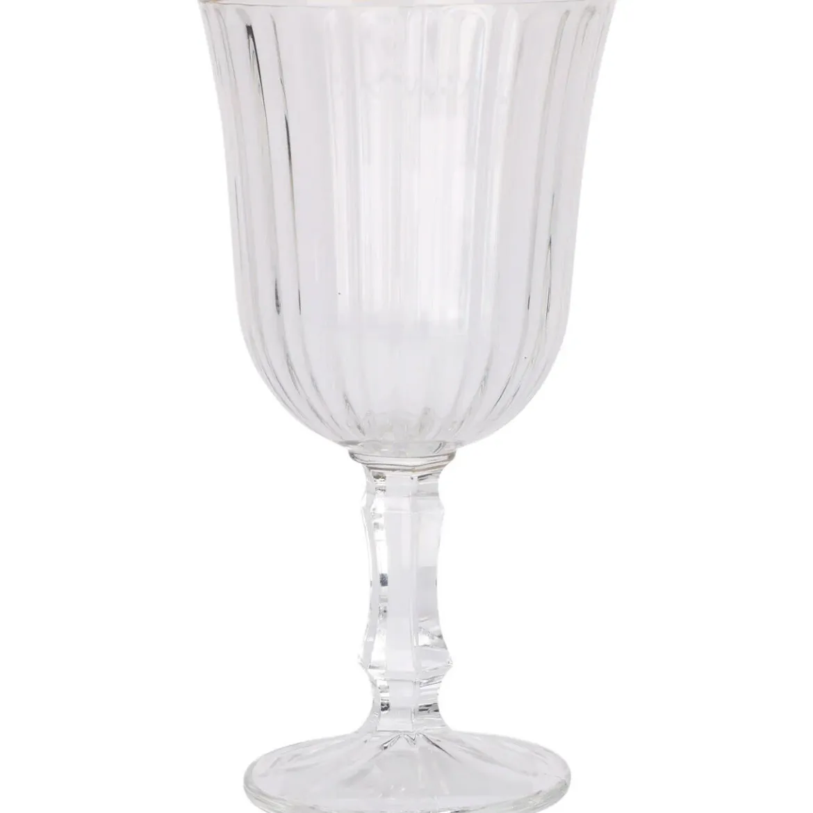 Prążkowany kieliszek na wino ze złotym brzegiem, 240 ml