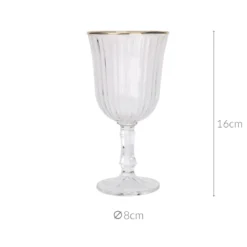 Prążkowany kieliszek na wino ze złotym brzegiem, 240 ml