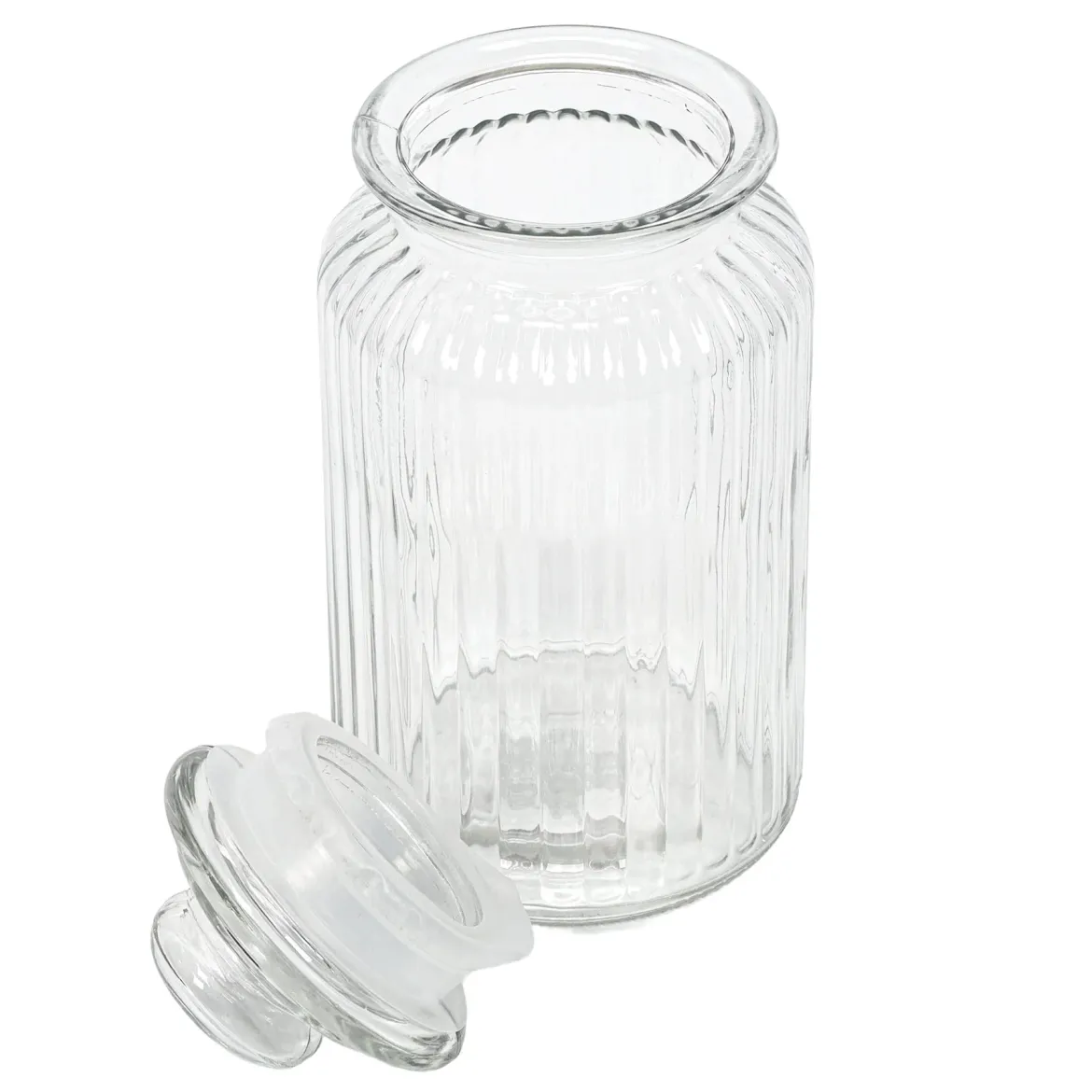 Prążkowany słoik ze szczelną pokrywką, 1000 ml