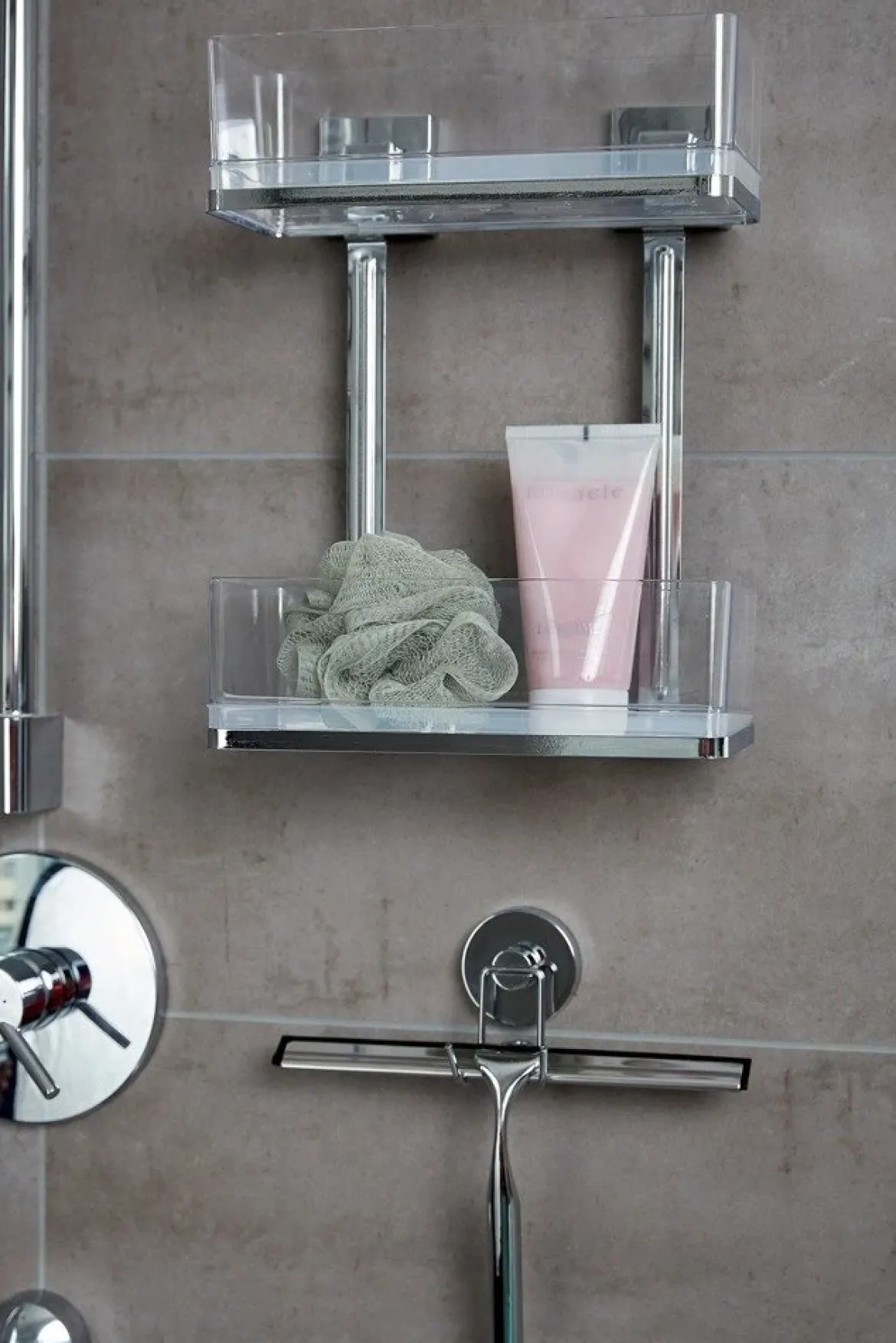 Prostokątna półka łazienkowa QUADRO, Vacuum-Loc, pod prysznic,2 poziomy, WENKO