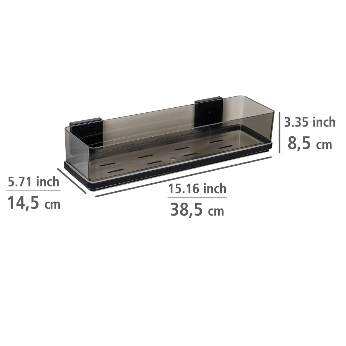 Prostokątna półka łazienkowa QUADRO, Vacuum-Loc, pod prysznic, WENKO