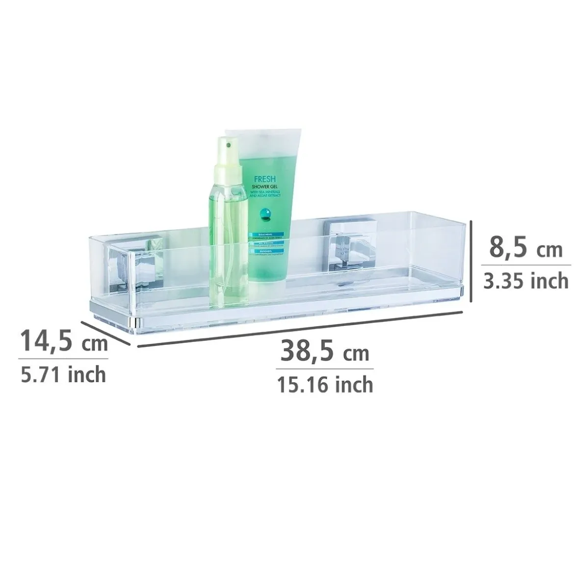 Prostokątna półka łazienkowa QUADRO, Vacuum-Loc, pod prysznic, WENKO