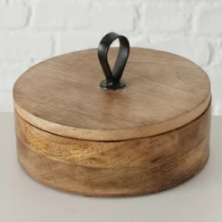 Pudełko okrągłe KABIR, drewno mango, Ø 19 cm