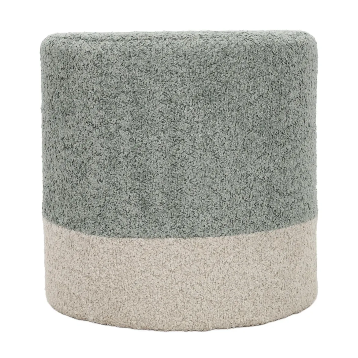 Pufa okrągła tapicerowana w dwóch kolorach boucle, Ø 35 x 34 cm