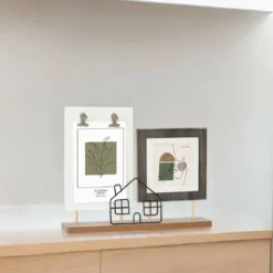 Ramka na 2 zdjęcia domek, stojąca, metal i MDF
