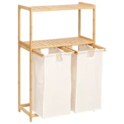 Regał bambusowy z koszem na pranie TIDY BOX, 72 x 33 x 109 cm