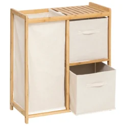 Regał bambusowy z koszem na pranie TIDY BOX i pojemnikami, 66 x 33,3 x 78,5 cm