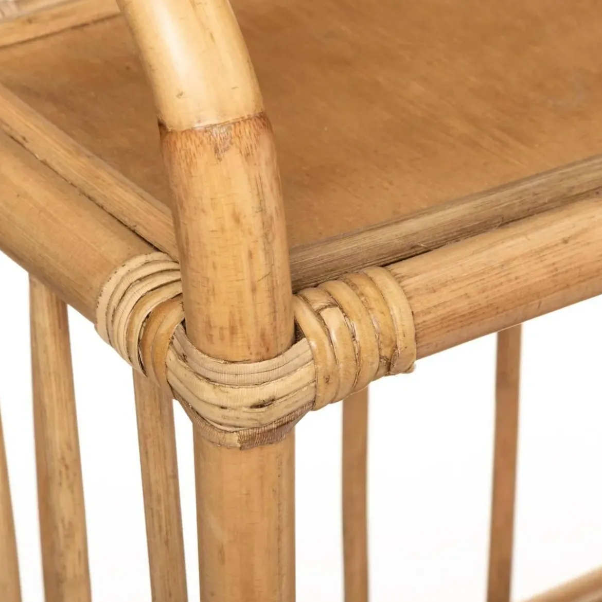 Regał na książki z rattanu, 2 poziomy, 60 x 20 x 50 cm