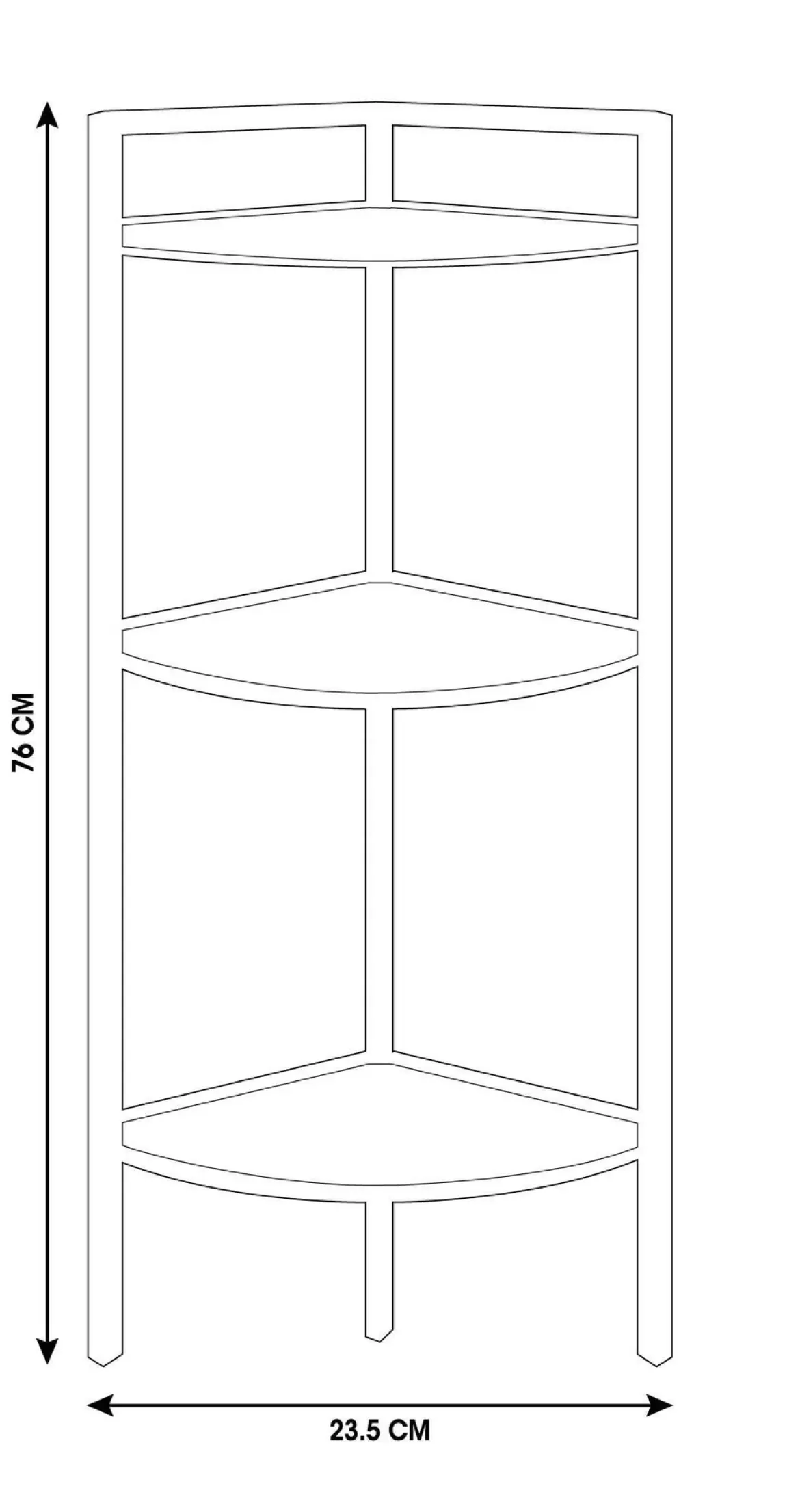 Regał narożny metalowy, 3 półki z MDF, 23,5 x 23,5 x 76 cm