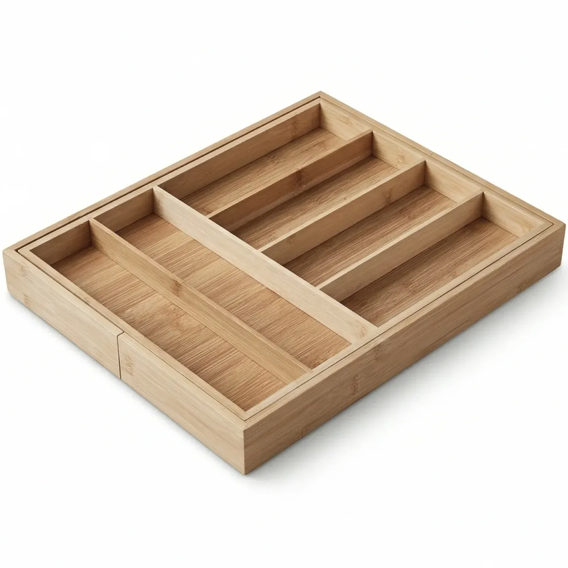 Rozkładany organizer na sztućce VARIO, 53 x 33-43 cm, bambus