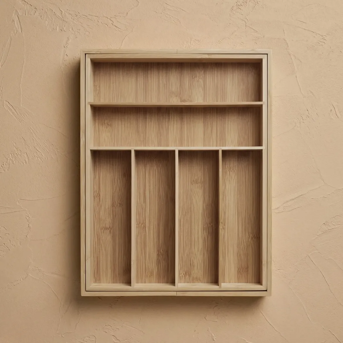 Rozkładany organizer na sztućce VARIO, 53 x 33-43 cm, bambus
