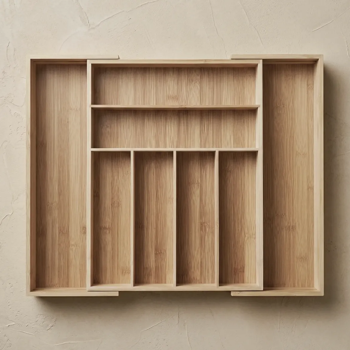 Rozkładany organizer na sztućce VARIO, 53 x 33-43 cm, bambus