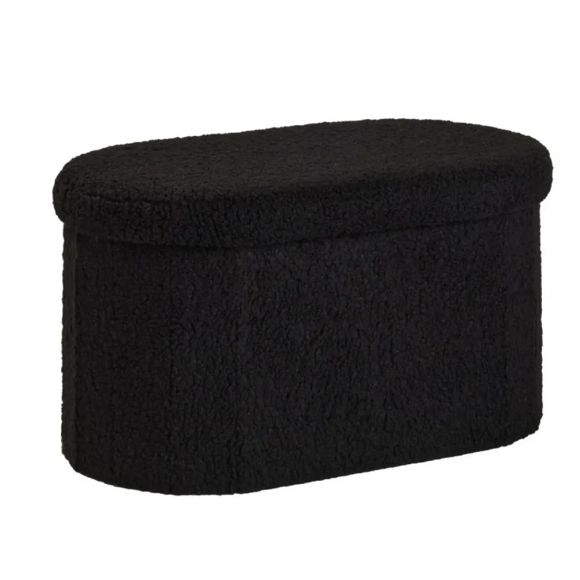 Składana owalna ławka z tkaniny bouclé, 72 x 39 cm, MOKA