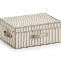 Składany pojemnik tekstylny z pokrywą, 38 x 29 x 16,5 cm, STRIPES