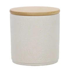 Słoik ceramiczny z pokrywką z bambusa, Ø 10 x 10,5 cm