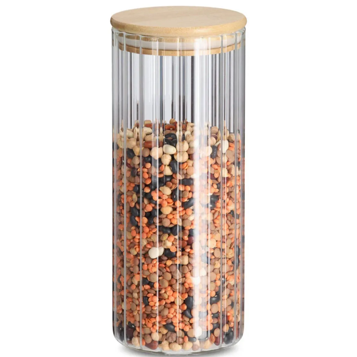 Słoik z bambusową pokrywką GROOVES, 1100 ml