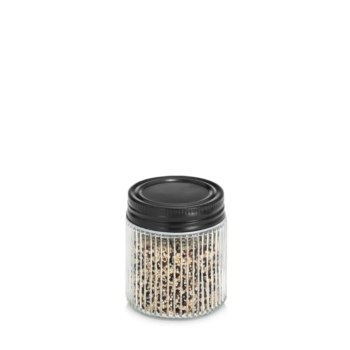 Słoik z metalową pokrywką KITCHEN ESSENTIALS, ryflowane szkło
