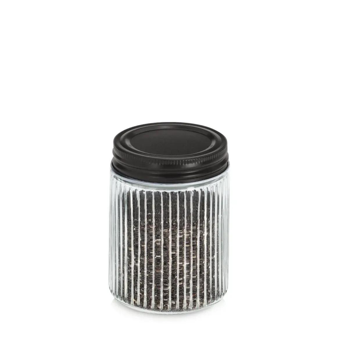 Słoik z metalową pokrywką KITCHEN ESSENTIALS, ryflowane szkło