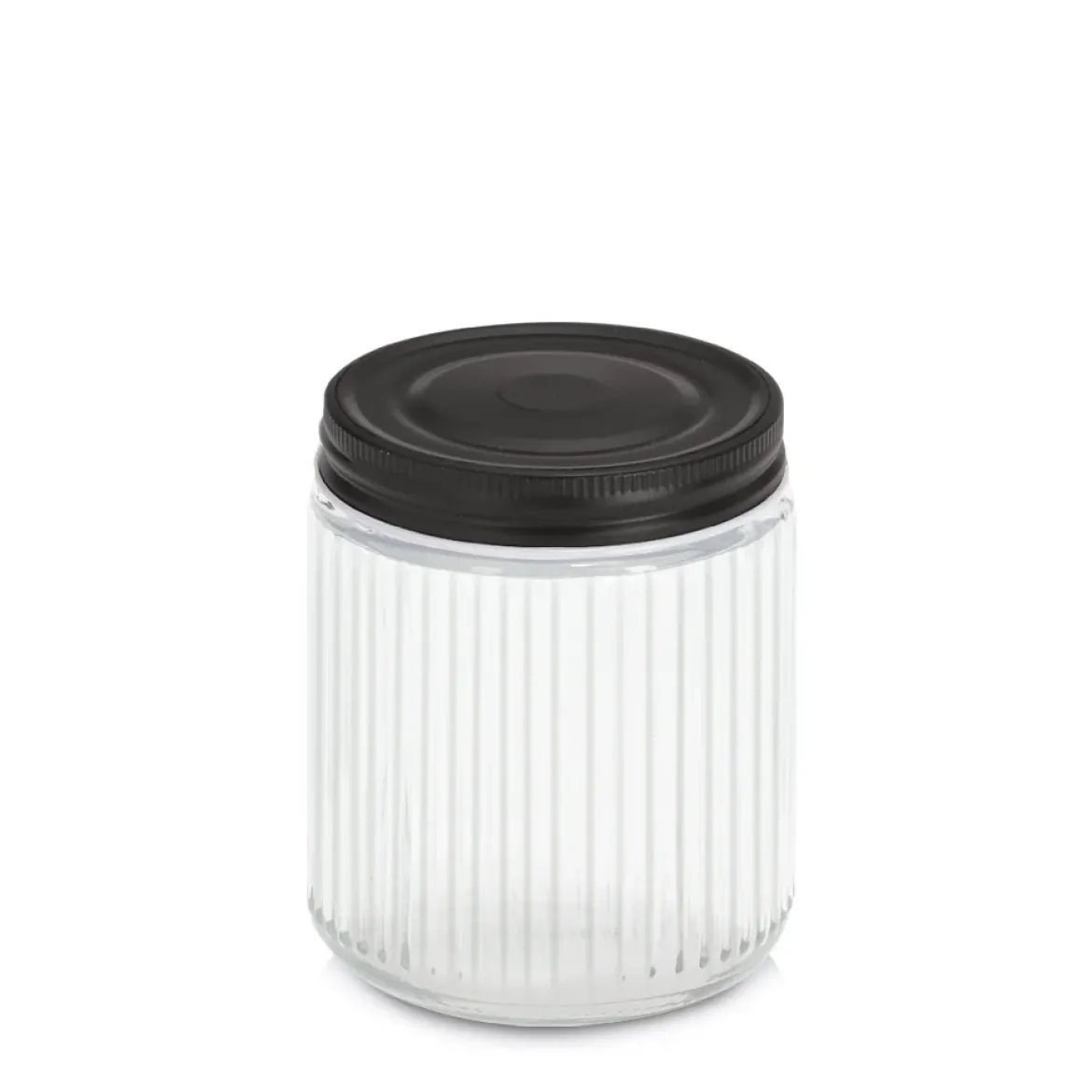 Słoik z metalową pokrywką KITCHEN ESSENTIALS, ryflowane szkło