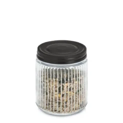 Słoik z metalową pokrywką KITCHEN ESSENTIALS, ryflowane szkło