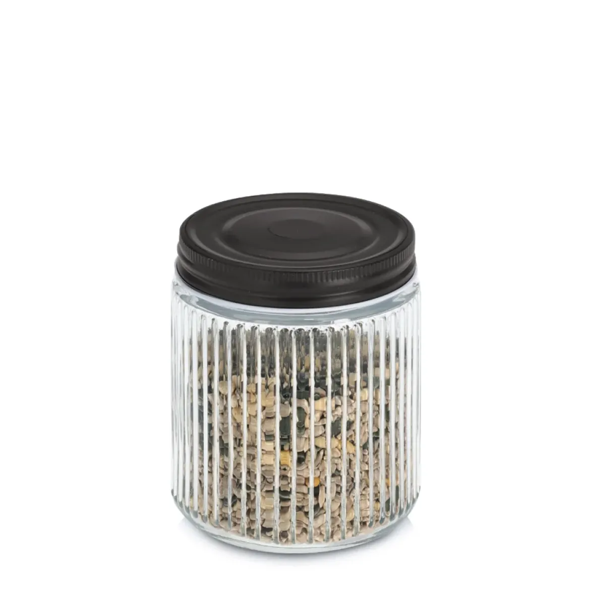 Słoik z metalową pokrywką KITCHEN ESSENTIALS, ryflowane szkło