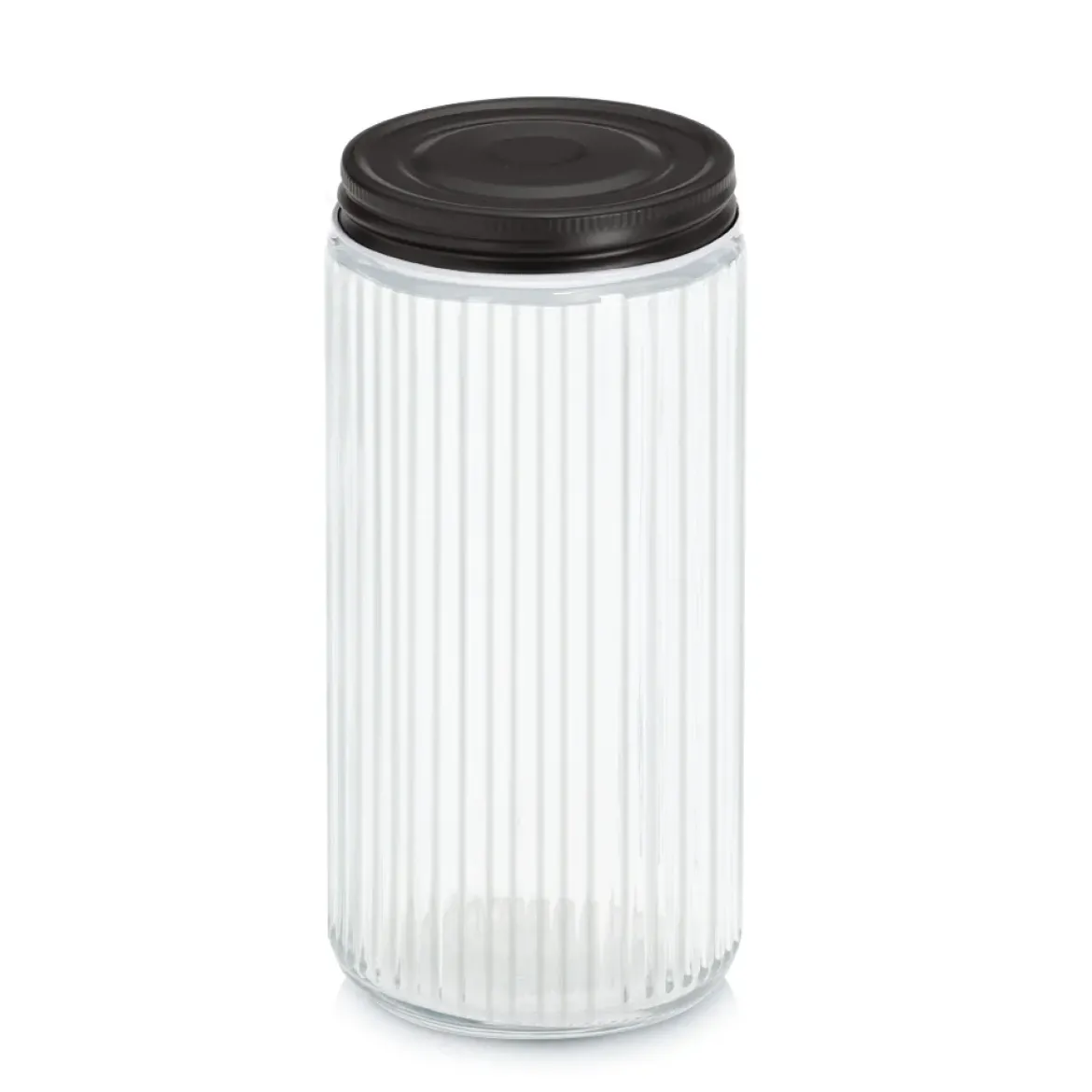 Słoik z metalową pokrywką KITCHEN ESSENTIALS, ryflowane szkło