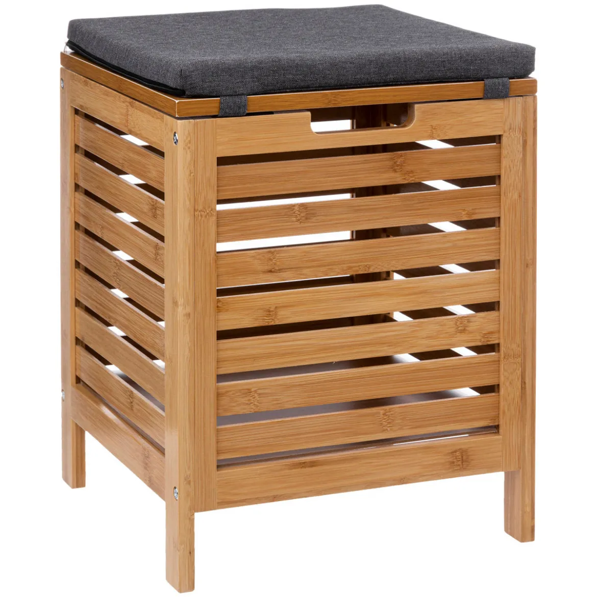 Stołek łazienkowy BAMBOO z koszem na pranie, 2w1