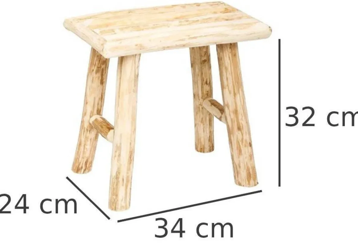 Stołek drewniany - prostokątny taboret, podnóżek, 34 x 24 x 32 cm