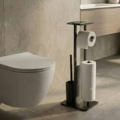 Stojak na papier toaletowy i szczotkę do WC z półką na telefon HYLLA, 65 cm