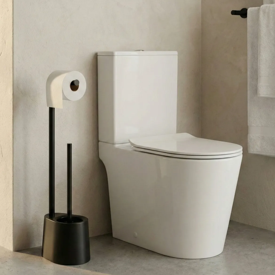 Stojak na papier toaletowy i szczotkę do WC STILK, 63 cm