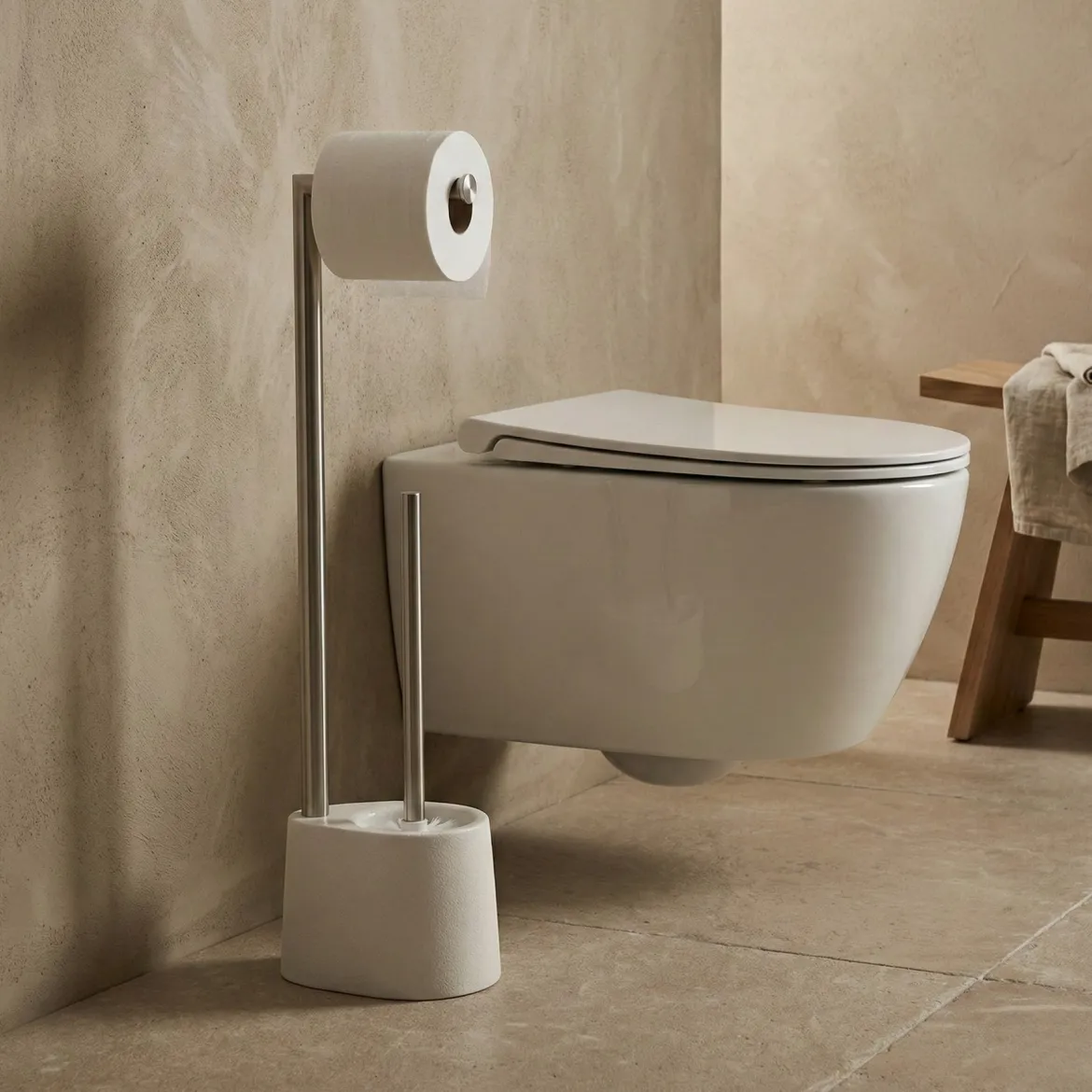 Stojak na papier toaletowy i szczotkę do WC STILK, 63 cm