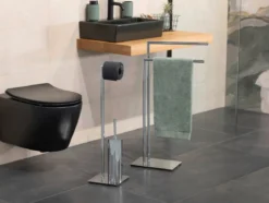 Stojak na papier toaletowy i szczotkę RECCO do WC - 2w1, WENKO