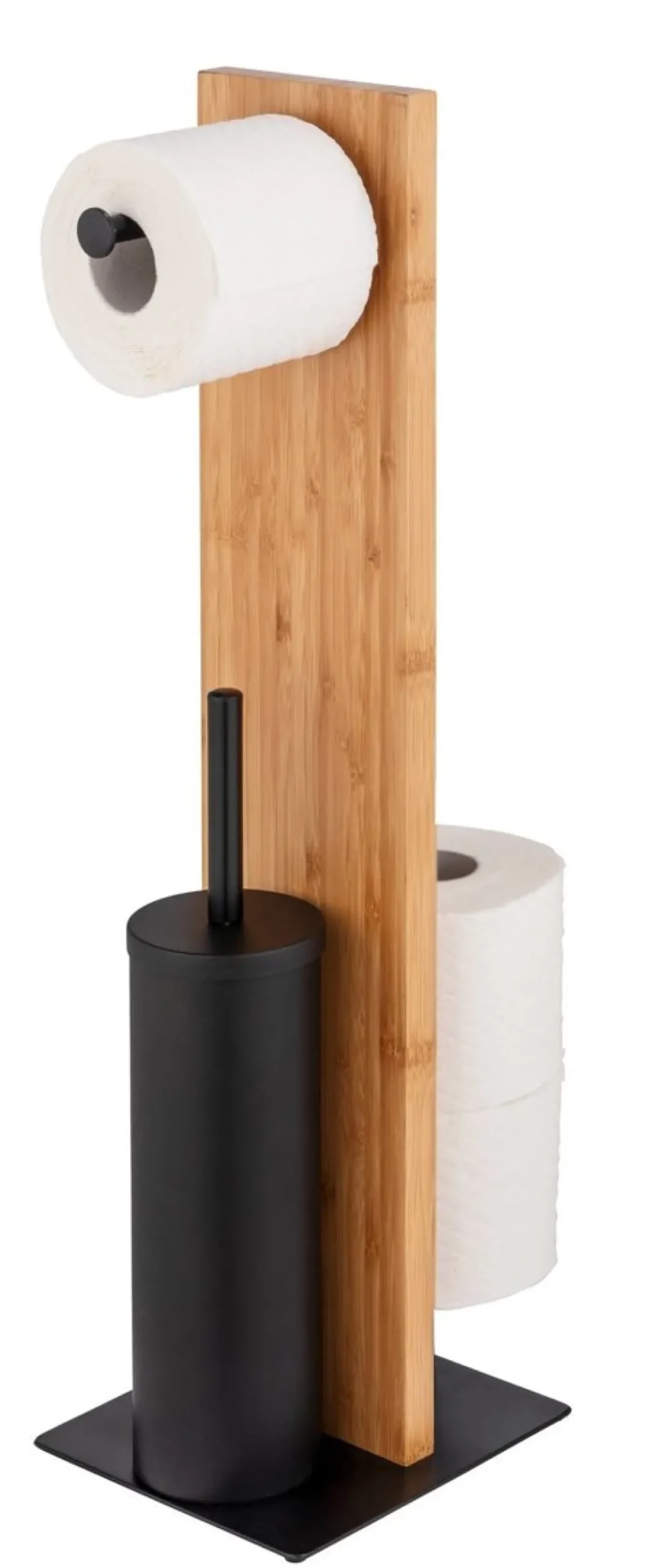 Stojak na papier toaletowy i szczotkę wc LESINA, 3w1, bambus, WENKO
