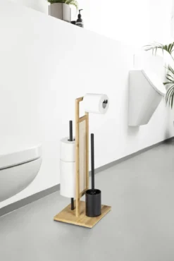 Stojak na papier toaletowy i szczotkę wc RIVALTA, 3w1, bambus, WENKO