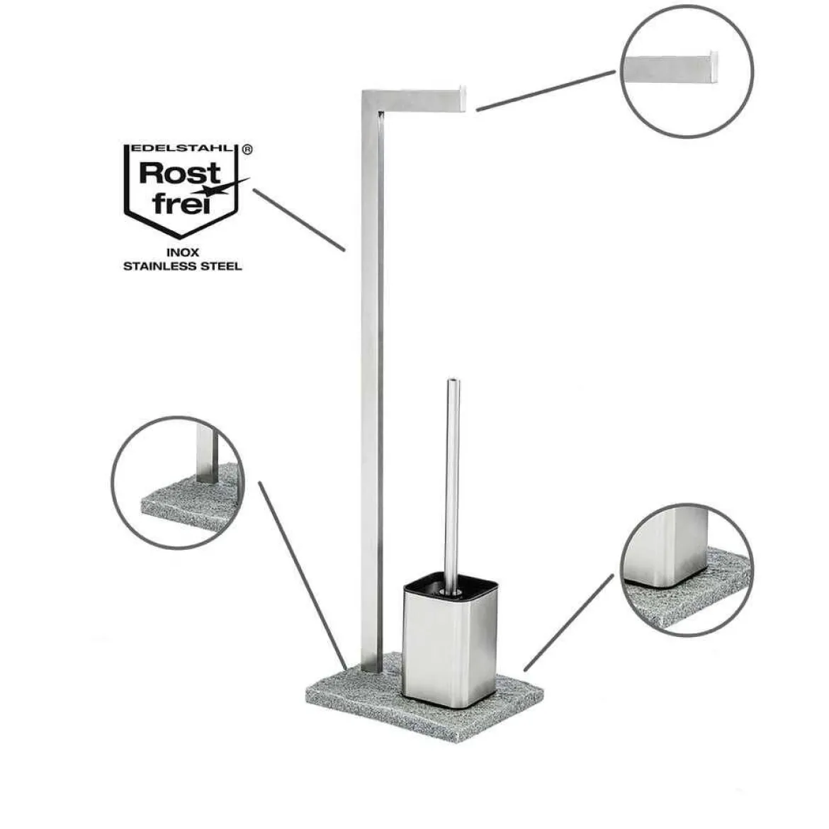 Stojak na papier toaletowy i szczotkę do WC, GRANITE - 2 w 1, WENKO