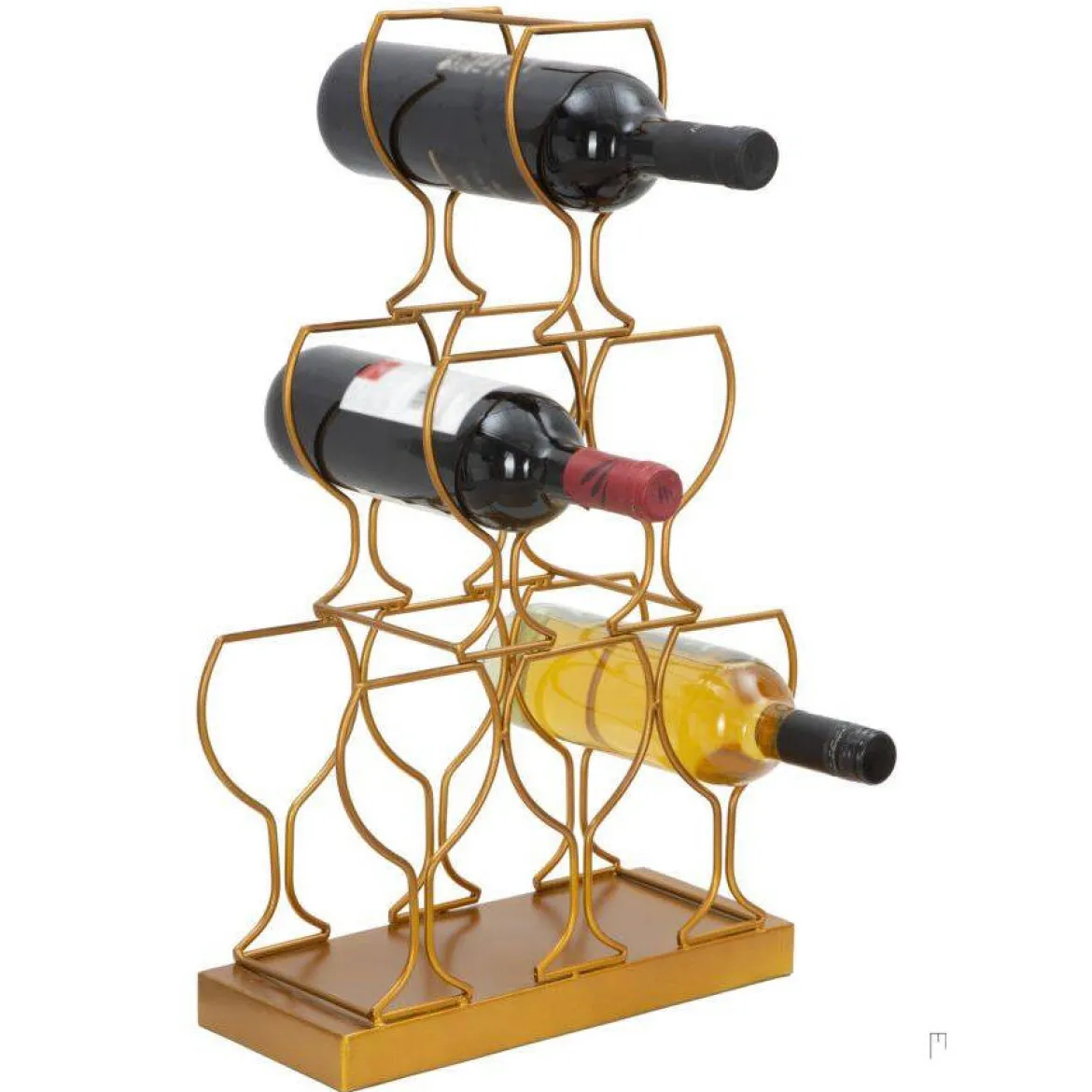 Stojak na wino, 6 butelek, złoty, 31 x 12 x 53 cm