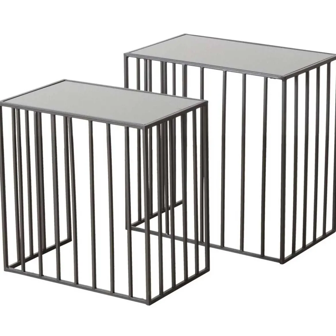 Stoliki do salonu metalowe JORIS, lustrzany blat, 2 sztuki
