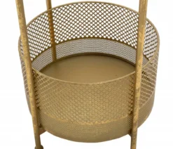Stolik kawowy z koszem, złoty stelaż, Ø 35 cm